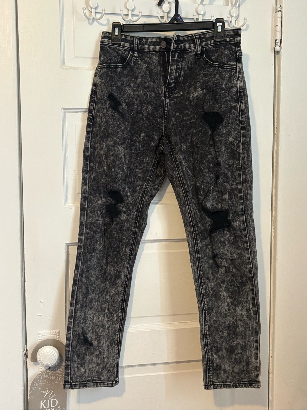 Dance costume Jeans: Weissman Black Acid-Wash High-Rise Distressed Jeans